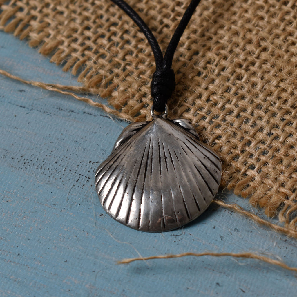 Clam Shell Oyster Silver Pewter Gold Brass Necklace Pendant Jewelry