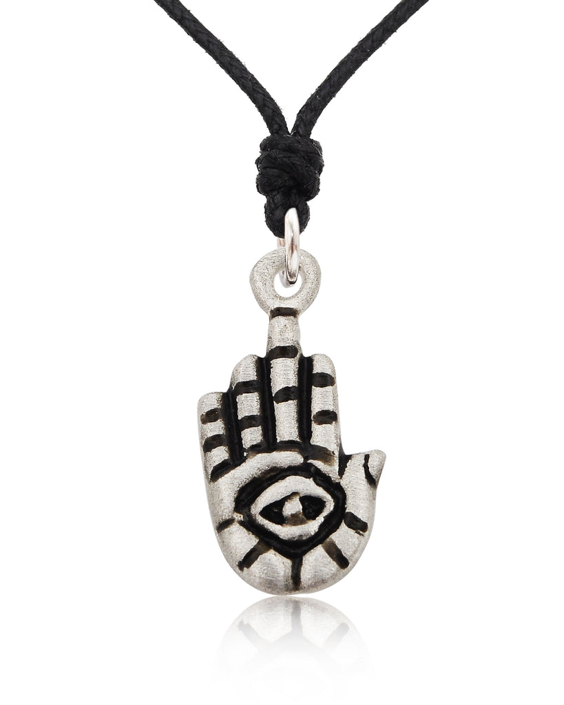 Hamsa Jewish Hand 92.5 Sterling Silver Pewter Brass Necklace Pendant Jewelry