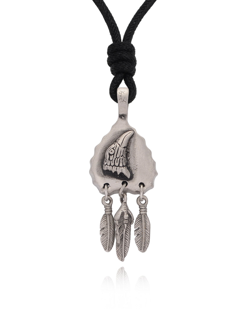 Native American Carved Stone Animal Silver Pewter Necklace Pendant Jewelry