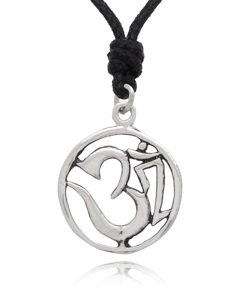Hindu Aum Ohm Om 92.5 Sterling Silver Pewter Brass Charm Necklace Pendant Jewelry