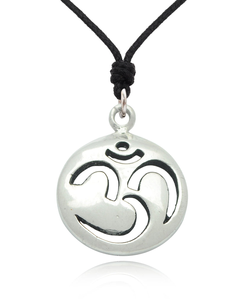 Large & Small Hindu Om Ohm 92.5 Sterling Silver Pewter Necklace Pendant Jewelry