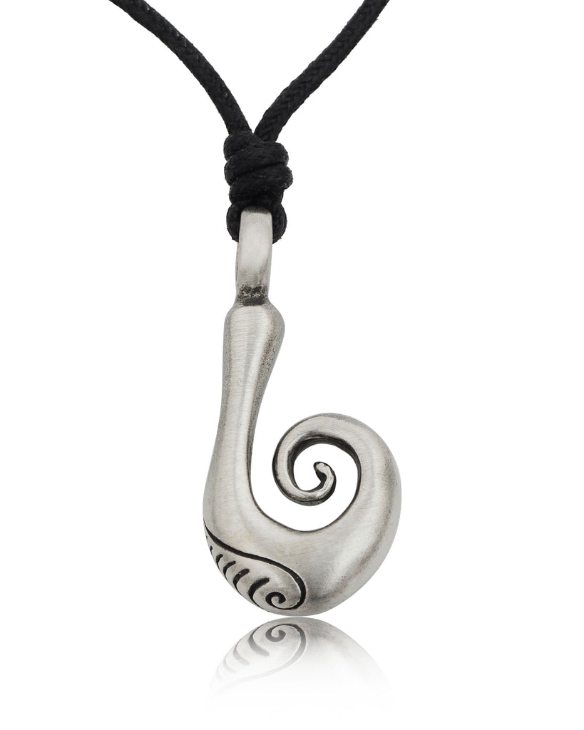New Tribal Maori Fishing Hook Silver Pewter Charm Necklace Pendant Jewelry