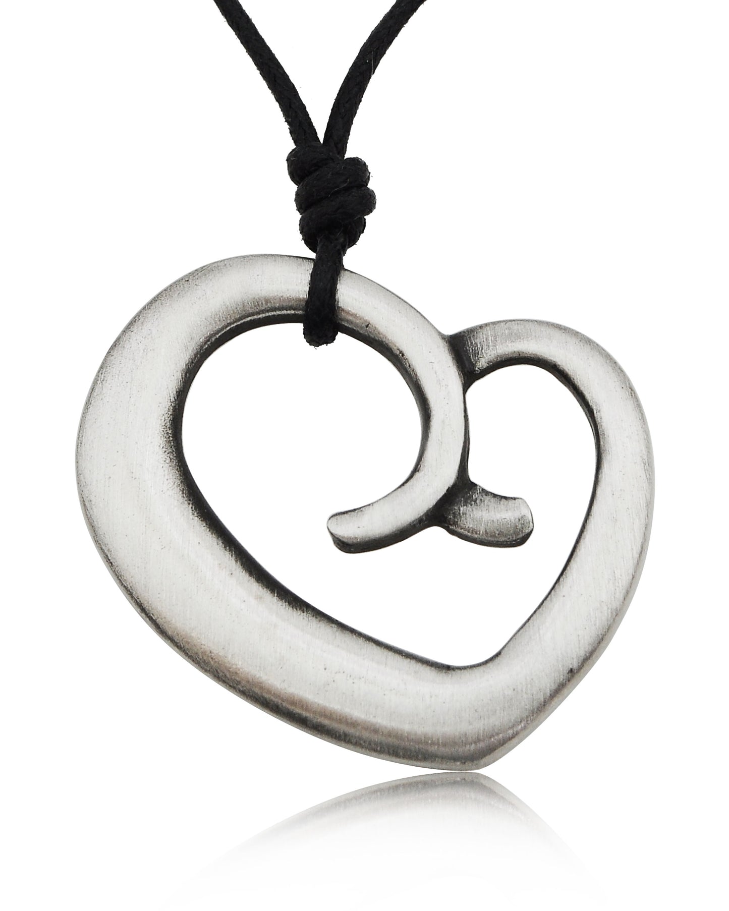 Maori Love Heart Silver Pewter Charm Necklace Pendant Jewelry
