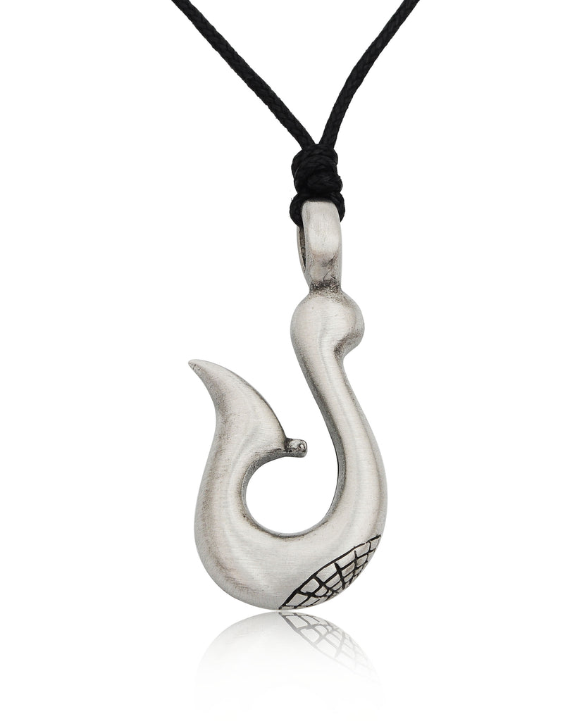 New Tribal Maori Fishing Hook Silver Pewter Charm Necklace Pendant Jewelry