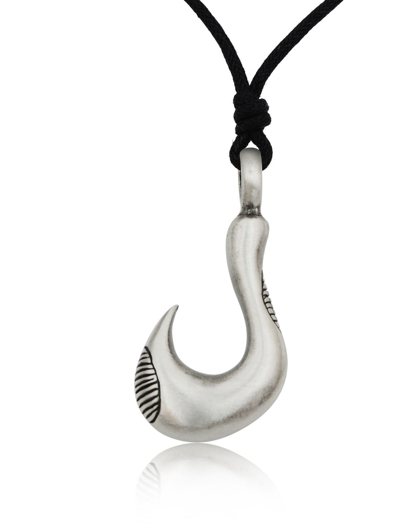 New Tribal Maori Fishing Hook Silver Pewter Charm Necklace Pendant Jewelry