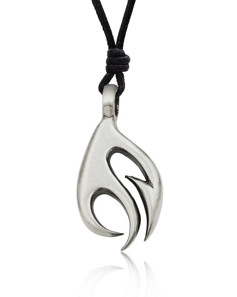 Maori Tribal Fishing Hook Tribal Silver Pewter Brass Necklace Pendant Jewelry