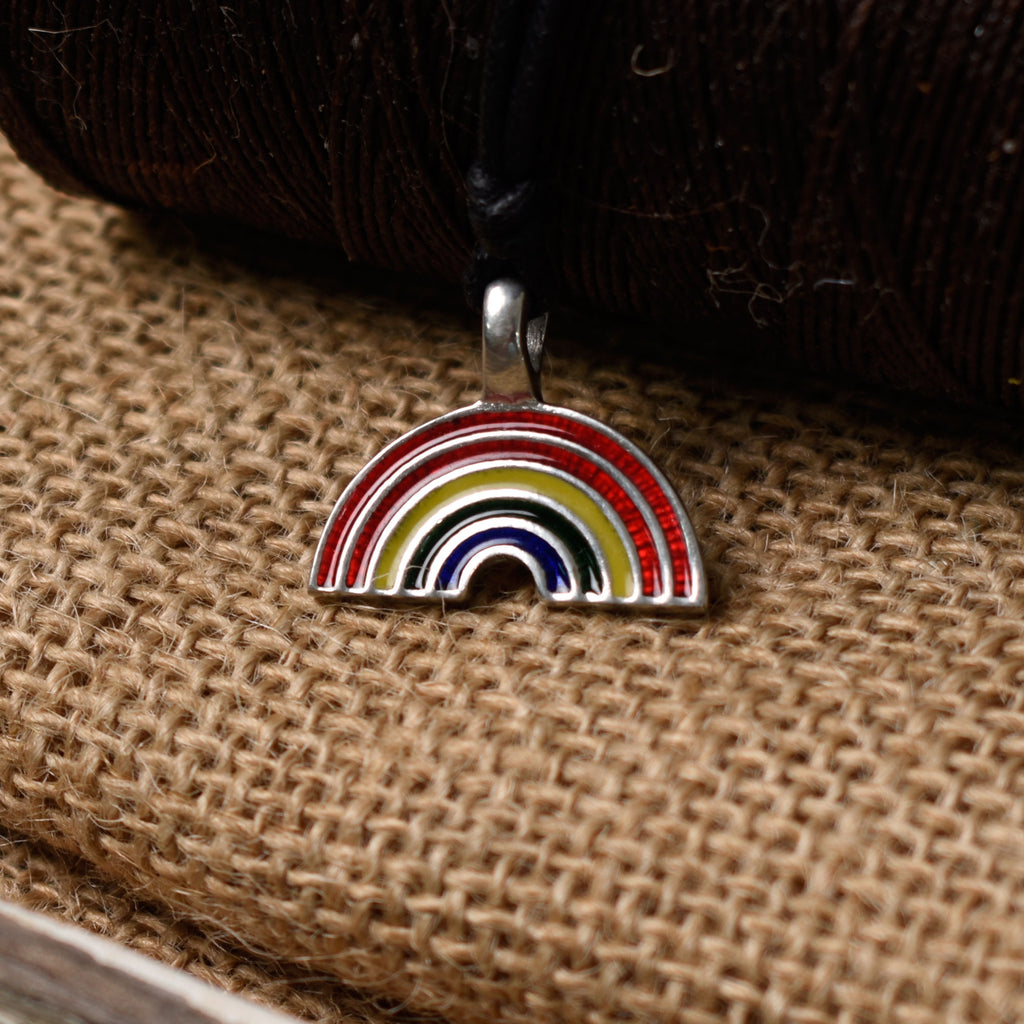 Lovely Rainbow Gay Marriage LGBTQ Silver Pewter Charm Necklace Pendant Jewelry
