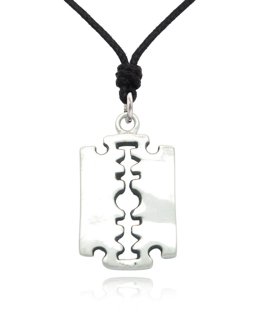 Razor Steam Punk Emo Gothic Sterling Silver Brass Pewter Necklace Pendant Jewelry