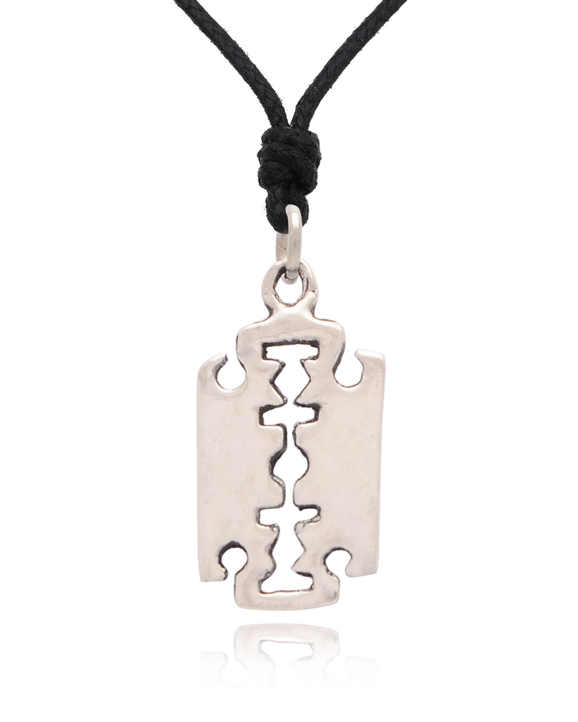 Razor Steam Punk Emo Gothic Sterling Silver Brass Pewter Necklace Pendant Jewelry