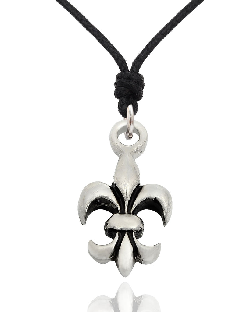 French Fleur De Lis 92.5 Sterling Silver Gold Brass Necklace Pendant Jewelry