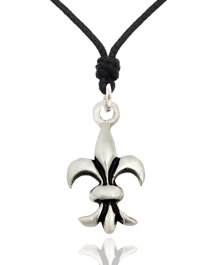 French Fleur De Lis 92.5 Sterling Silver Gold Brass Necklace Pendant Jewelry