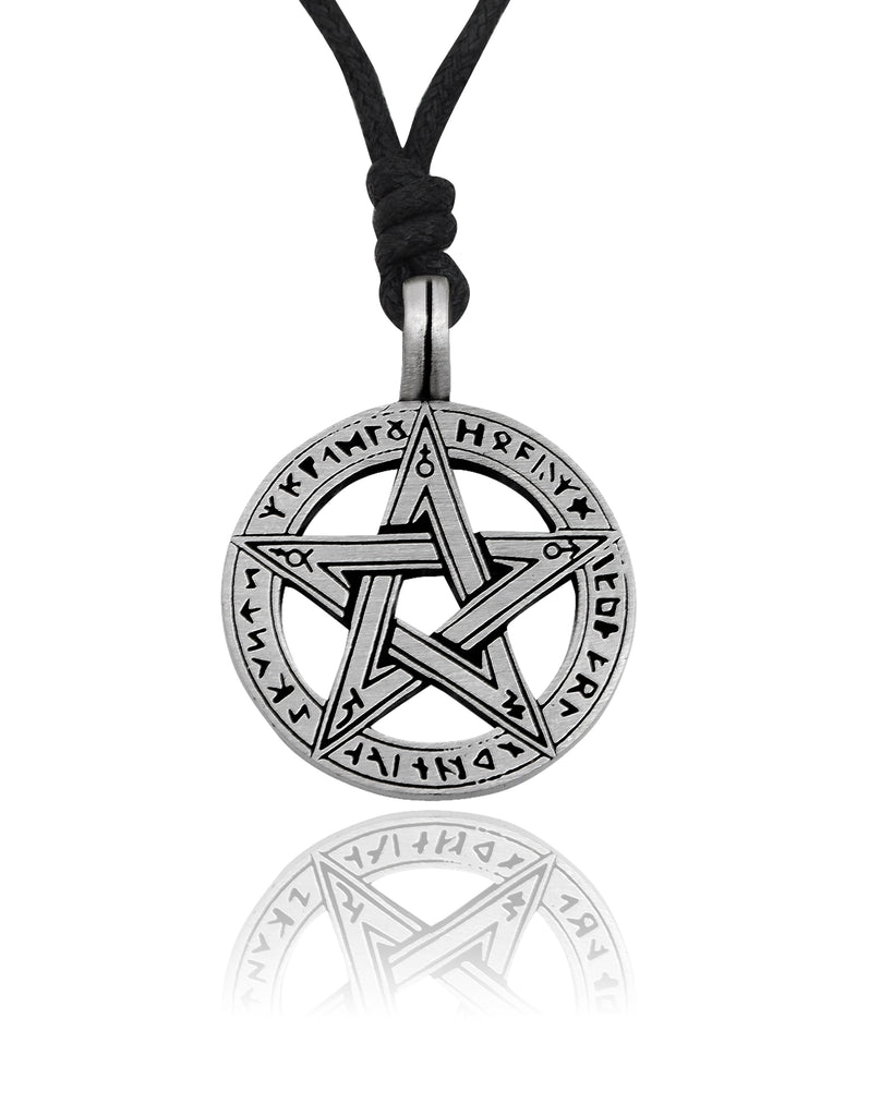 Gothic Pentagram Star Skull Silver Pewter Necklace Pendant Jewelry