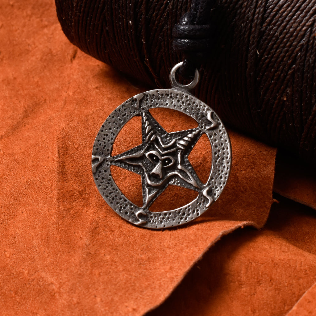 Pentagram Goat Head Silver Pewter Charm Necklace Pendant Jewelry
