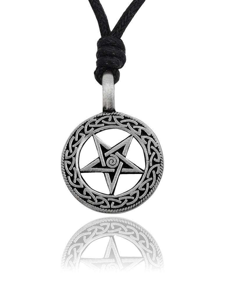 Gothic Pentagram Star Skull Silver Pewter Necklace Pendant Jewelry