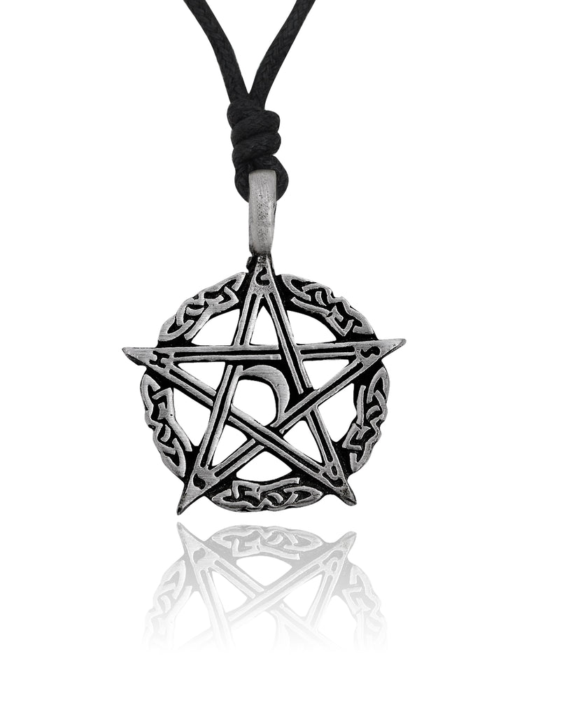 Gothic Pentagram Star Skull Silver Pewter Necklace Pendant Jewelry