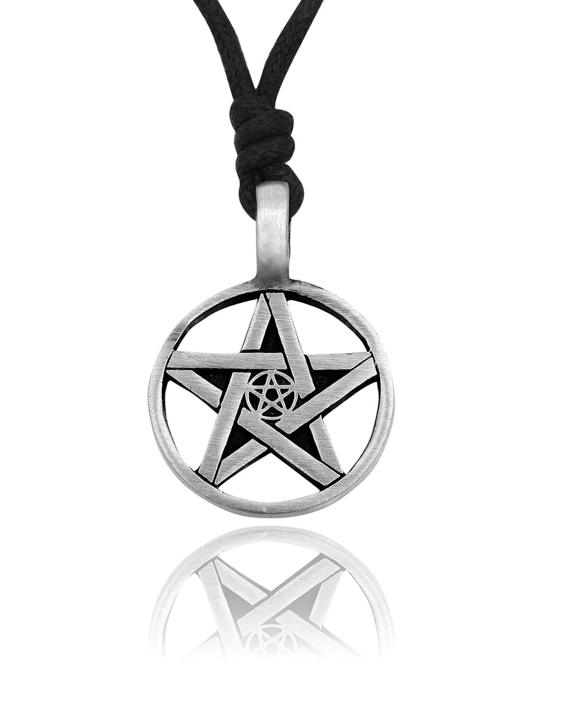 Gothic Pentagram Star Skull Silver Pewter Necklace Pendant Jewelry