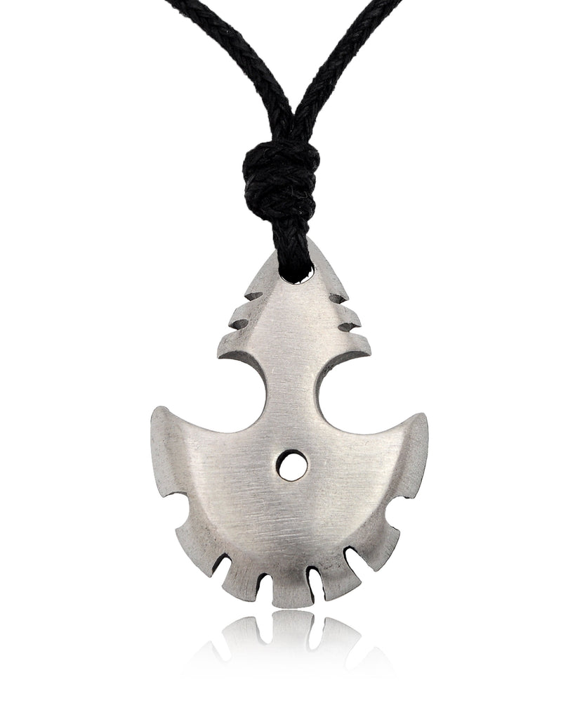 Maori Tribal Skull Silver Pewter Charm Necklace Pendant Jewelry