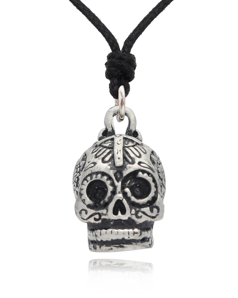 Mexican Skull Cross Jesus Sterling Silver Pewter Brass Necklace Pendant Jewelry