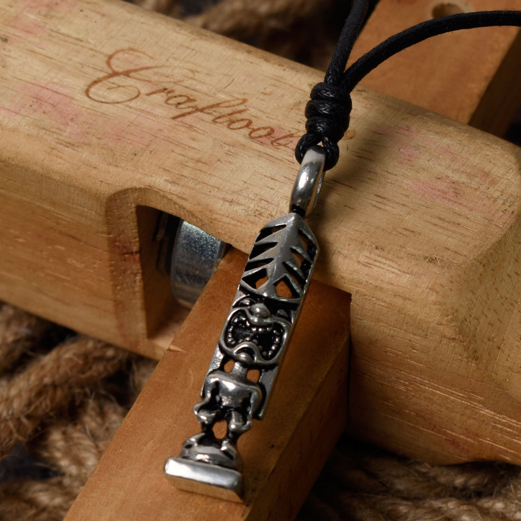 Aboriginal Hawaiian God Silver Pewter Charm Necklace Pendant Jewelry