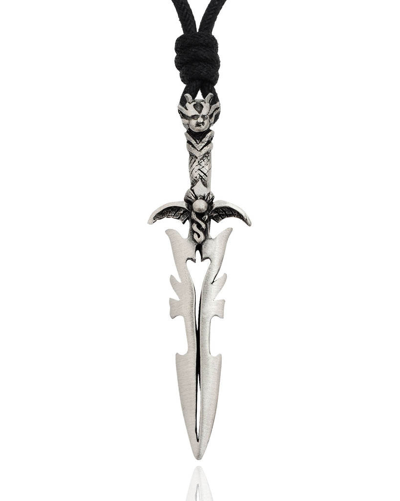 Battle Knight Amor Sword Silver Pewter Charm Necklace Pendant Jewelry