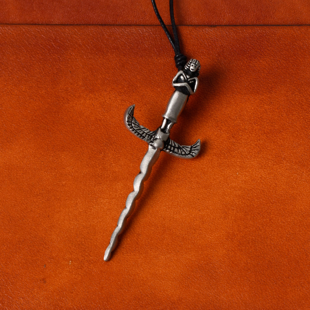Egyptian Maat Sword Silver Pewter Charm Necklace Pendant Jewelry