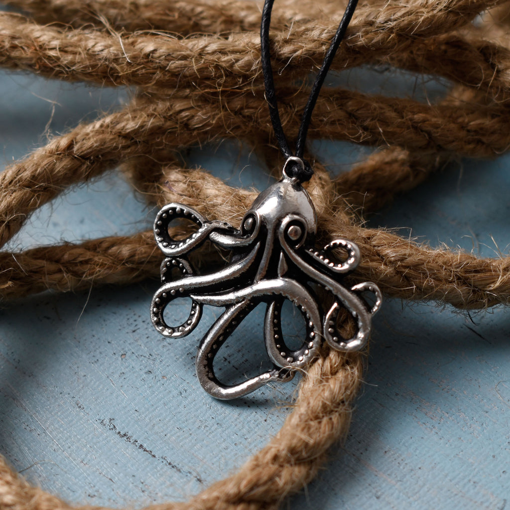 Octopus Handmade Silver Pewter Gold Brass Necklace Pendant Jewelry