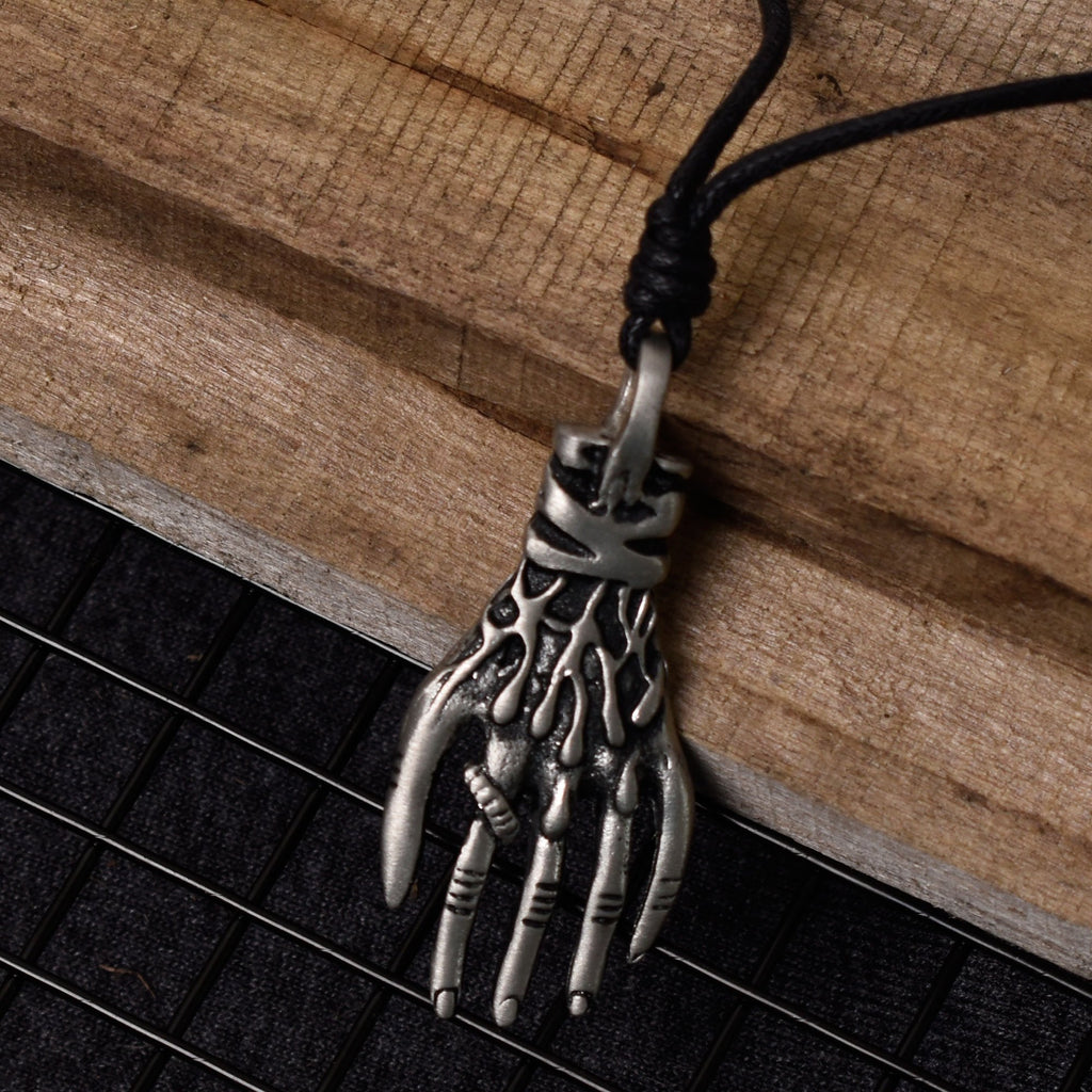 Gothic Skeleton Hand Silver Pewter Gold Brass Charm Necklace Pendant Jewelry