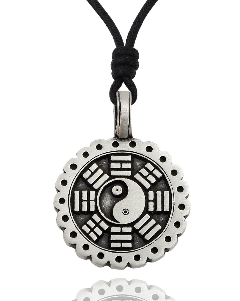 Yin Yang Feng Shui Silver Pewter Necklace Pendant Jewelry
