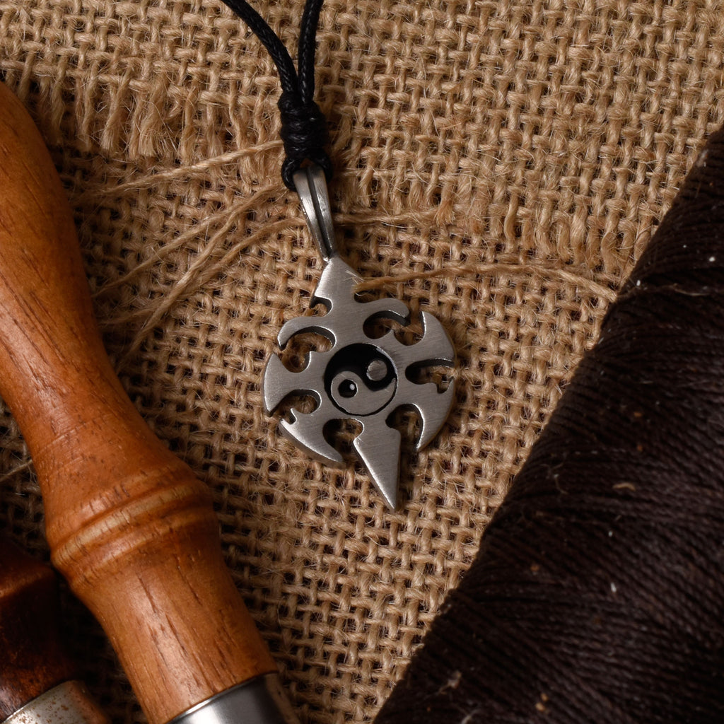 Tribal Yin Yang Silver Pewter Charm Necklace Pendant Jewelry
