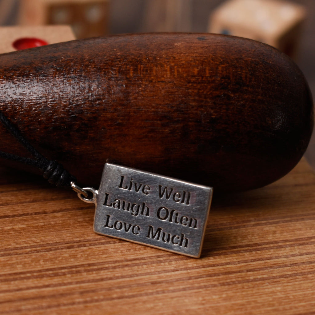 Slogan Live Love & Laugh Silver Pewter Charm Necklace Pendant Jewelry