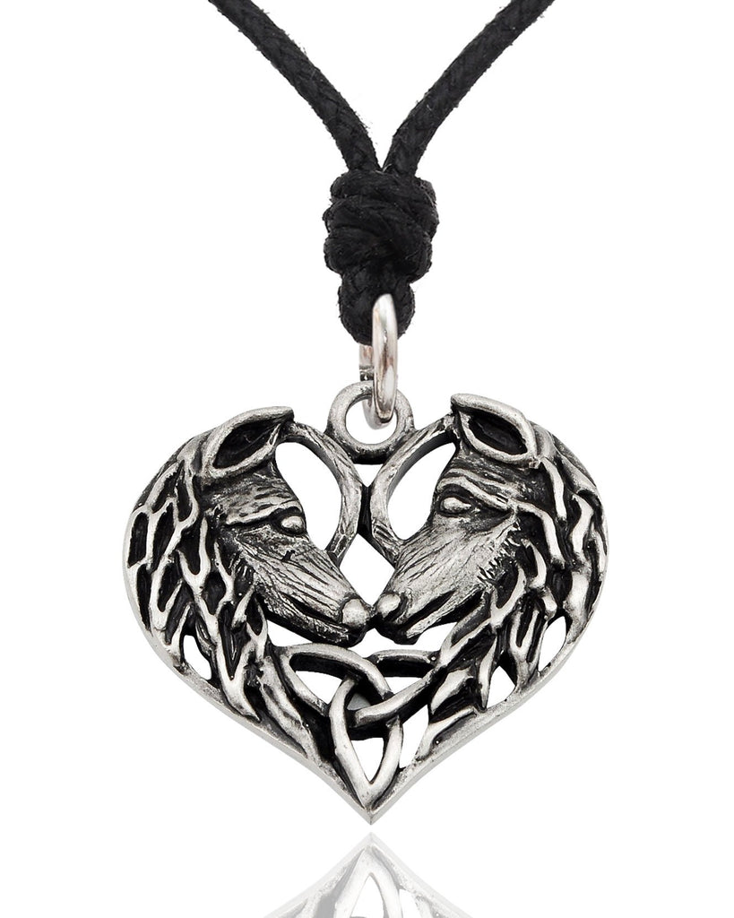 Wolf Heart Size S & M 92.5 Sterling Silver Pewter Brass Necklace Pendant Jewelry