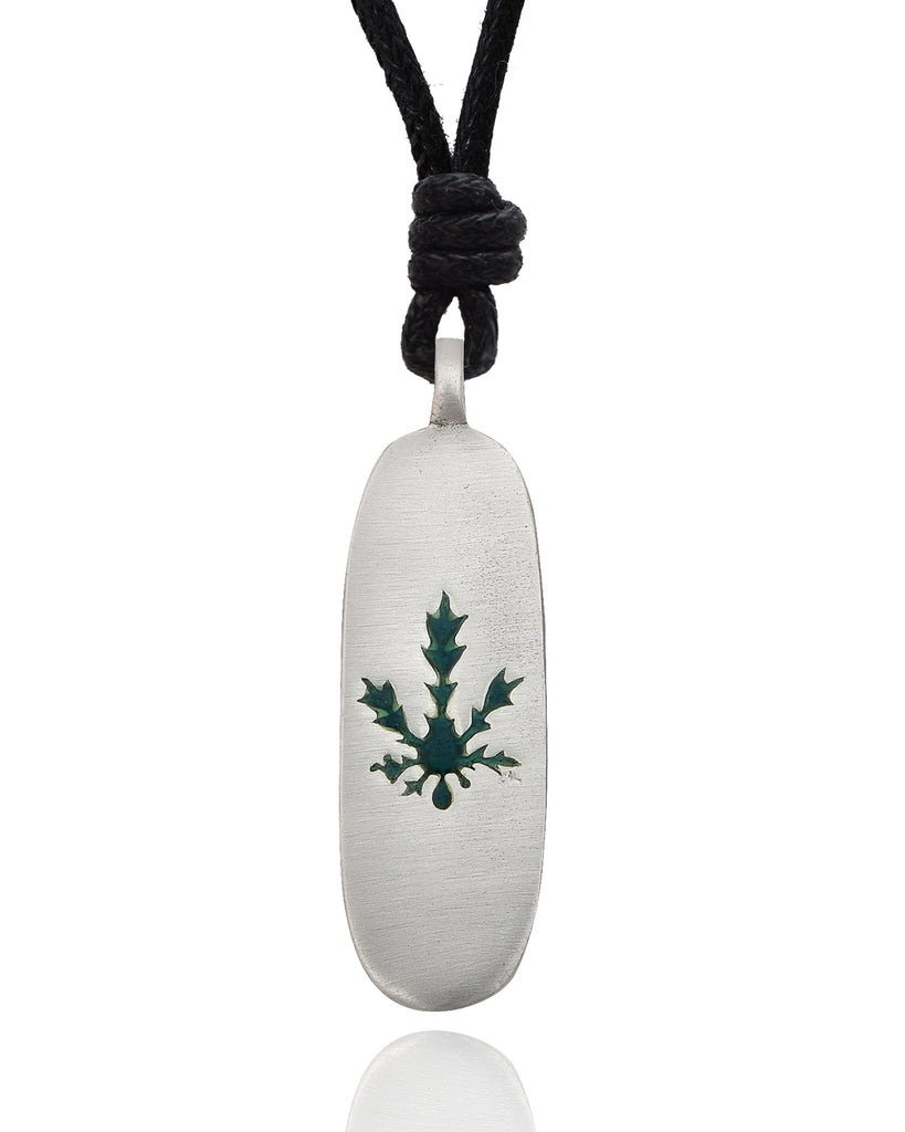 Marijuana Leaf Board Silver Pewter Charm Necklace Pendant Jewelry