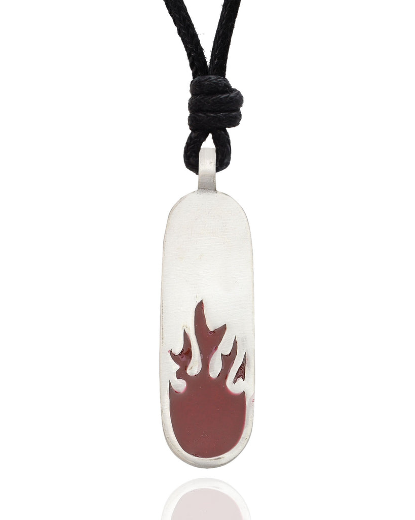 Tribal Fire Art Silver Pewter Charm Necklace Pendant Jewelry