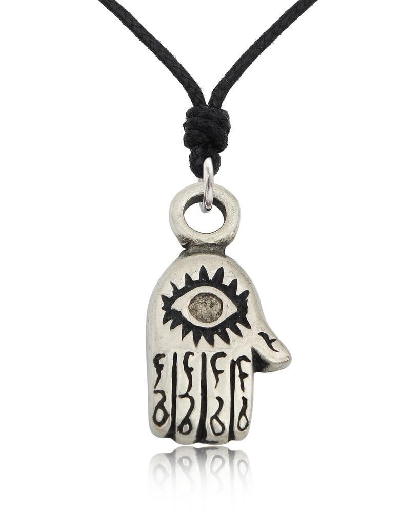 Hamsa Hand of God Silver Pewter Charm Necklace Pendant Jewelry