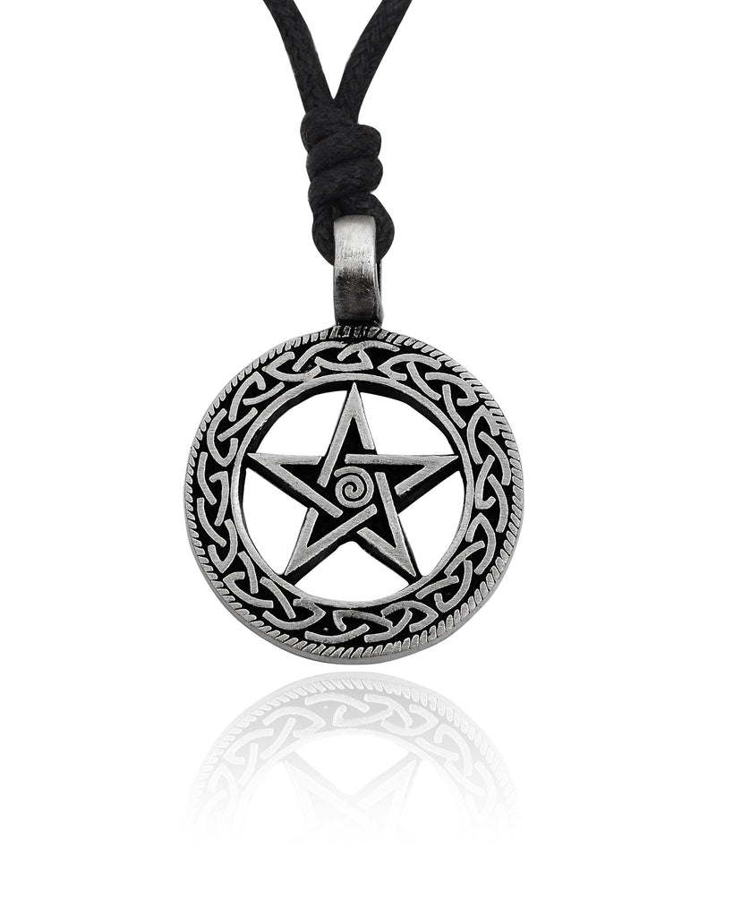 Gothic Pentagram Star Skull Silver Pewter Necklace Pendant Jewelry