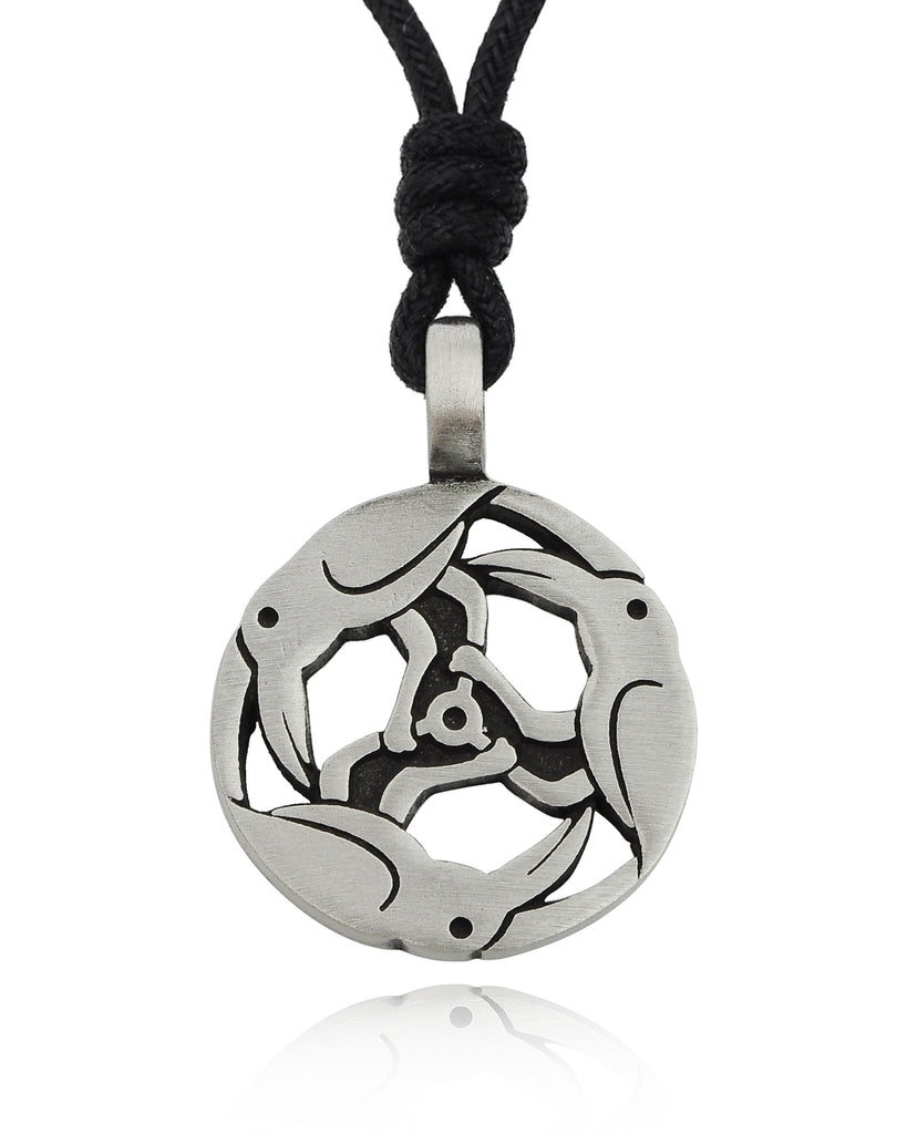 Celtic Norse Triple Crow Raven Silver Pewter Charm Necklace Pendant Jewelry