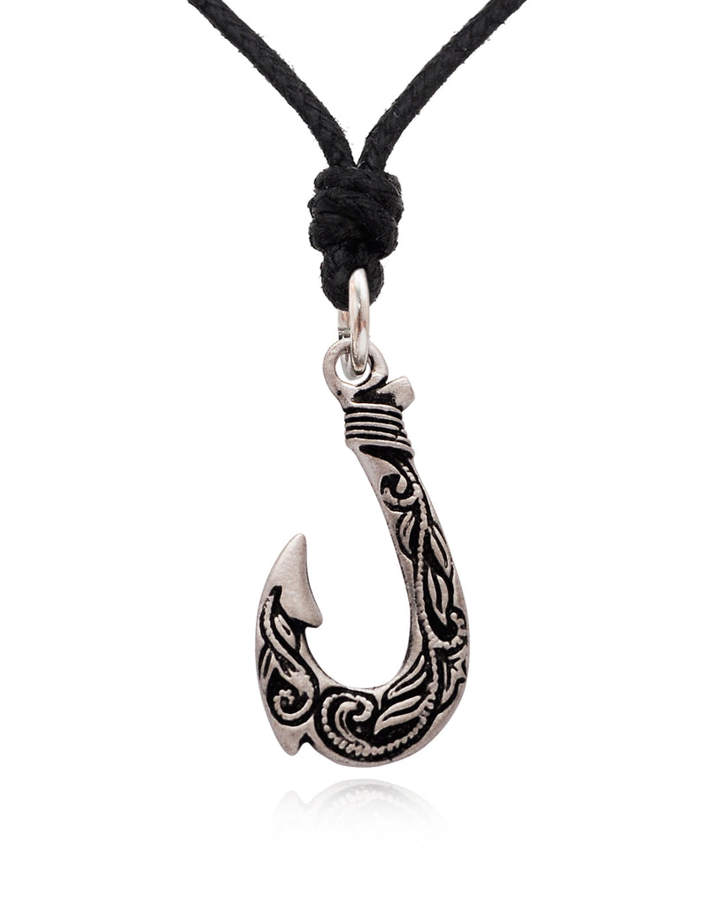 Maori Fishing Hook 92.5 Sterling Silver Pewter Brass Necklace Pendant Jewelry