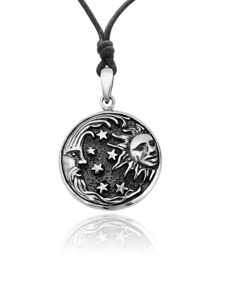 Sun Moon YinYang Runes Runic Sterling Silver Brass Pewter Necklace Pendant Jewelry