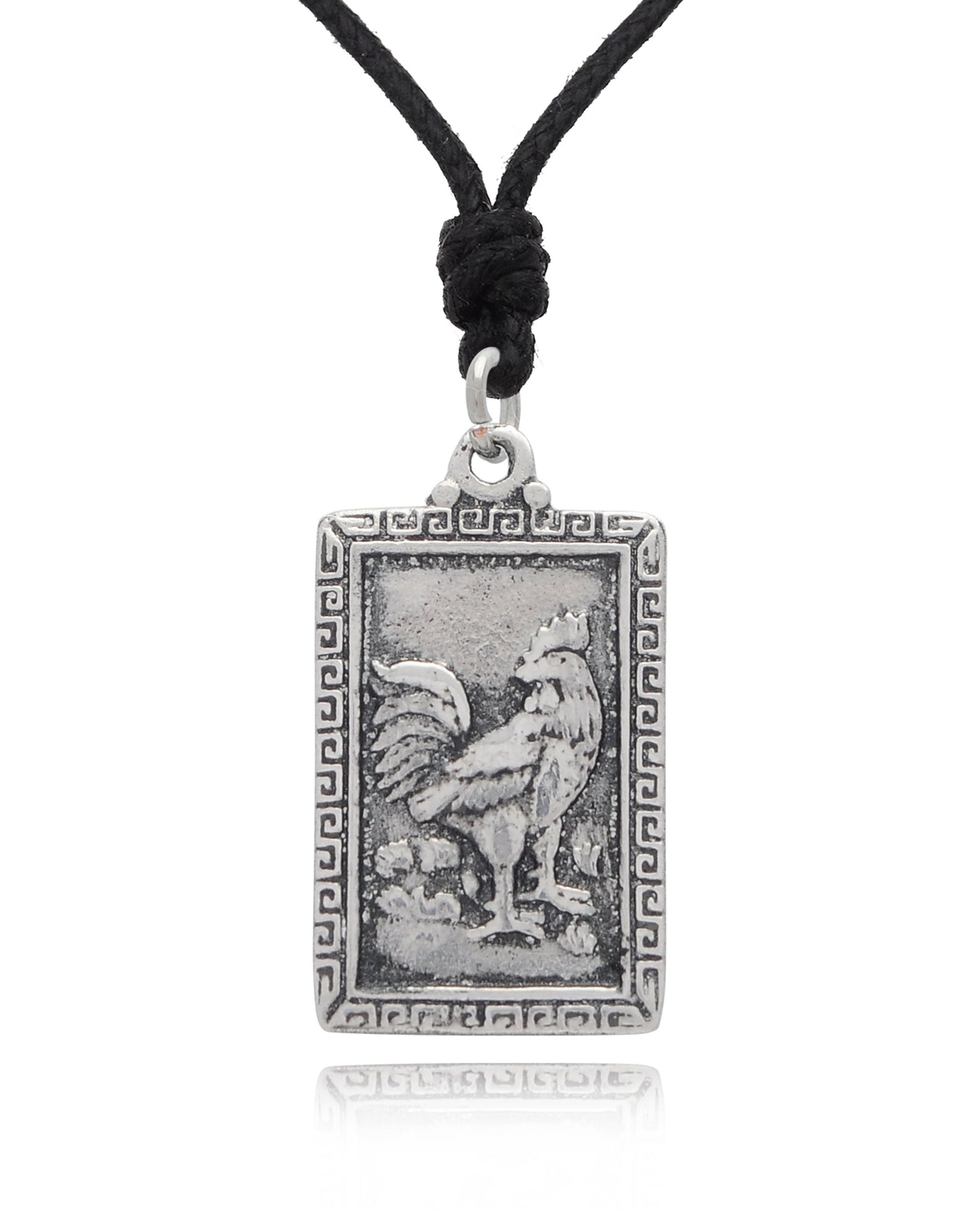 Rectangle Chinese Zodiac 92.5 Sterling Silver Pewter Gold Brass Necklace Pendant