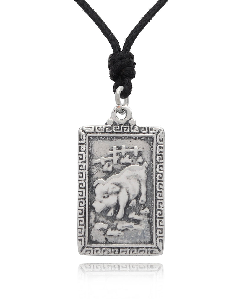 Rectangle Chinese Zodiac Silver Pewter Gold Brass Charm Necklace Pendant Jelwery