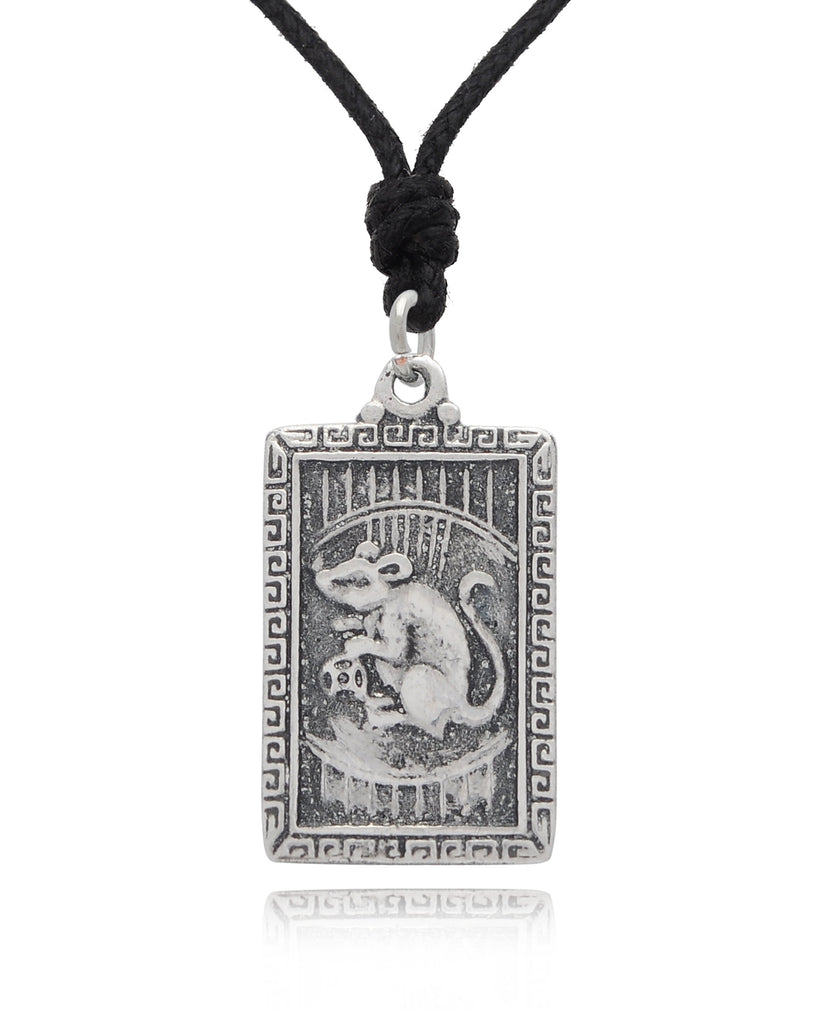 Rectangle Chinese Zodiac Silver Pewter Gold Brass Charm Necklace Pendant Jelwery