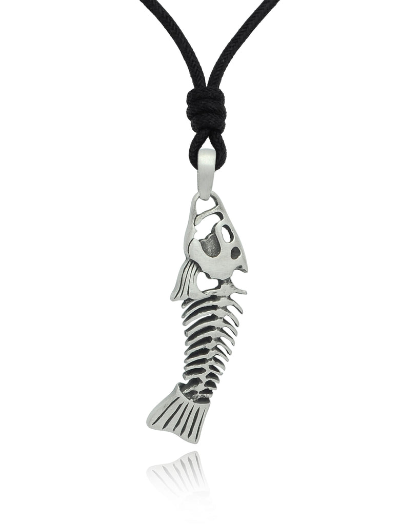 Stylish Fish Skeleton Silver Pewter Gold Brass Charm Necklace Pendant Jewelry