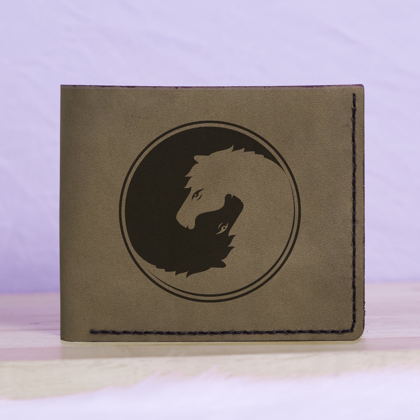 Men's Yin Yang Handmade Genuine Leather Blocking Bifold Wallet MHLT_01_GRN