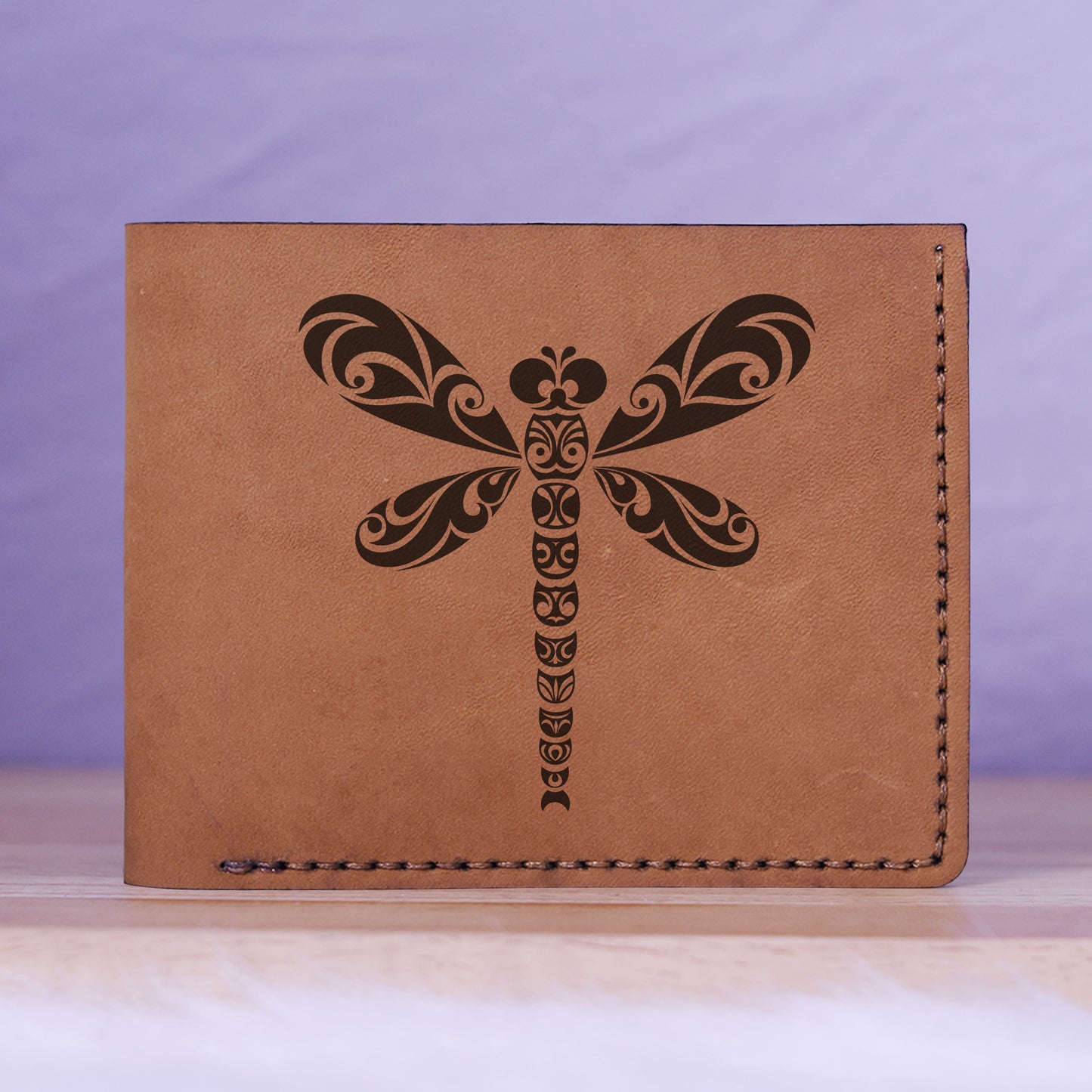 Men's Sharp Abstract Handmade Genuine Leather Blocking Bifold Wallet MHLT_01_BRN