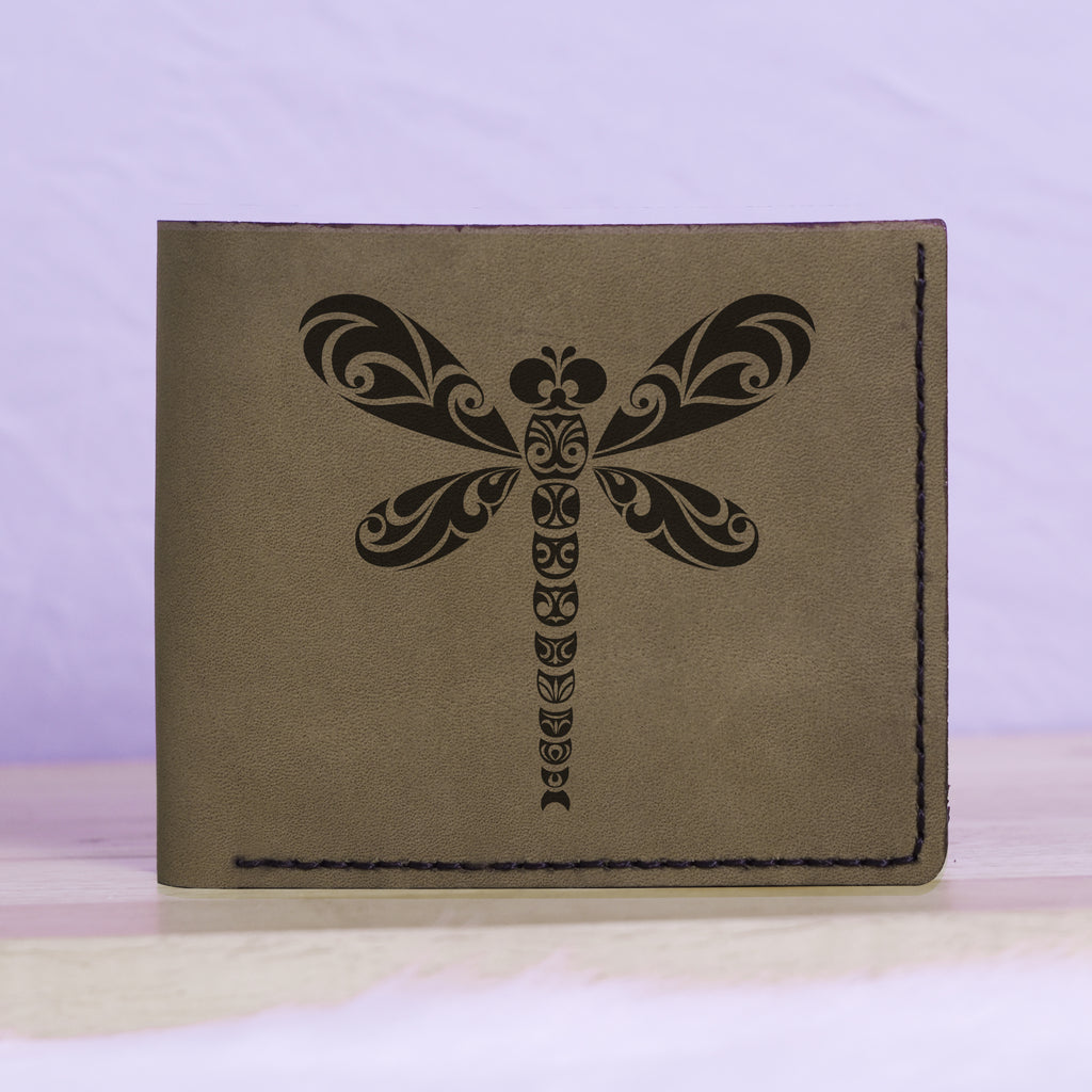 Men's Sharp Abstract Handmade Genuine Leather Blocking Bifold Wallet MHLT_01_GRN