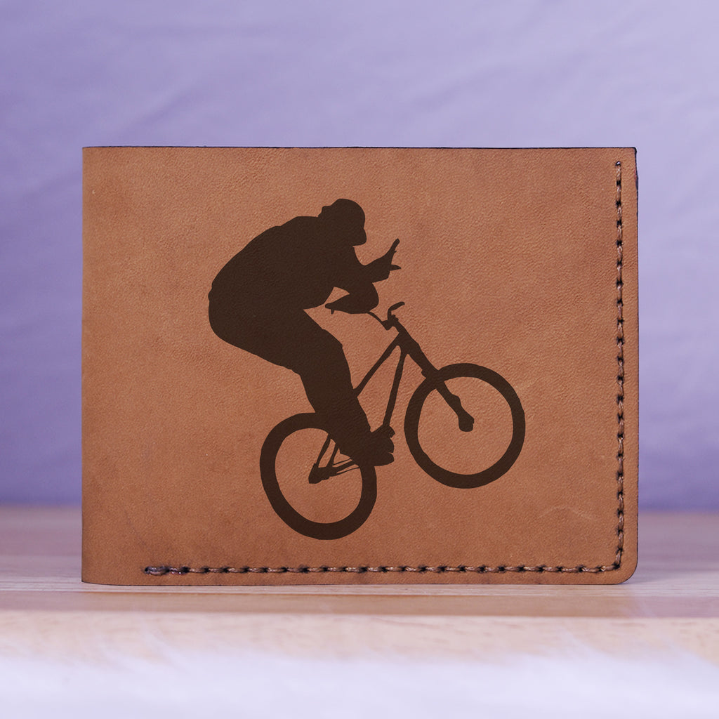 Men's Bmx And Mtb Rider Natural Genuine Leather Blocking Bifold Wallet MHLT_01_BRN