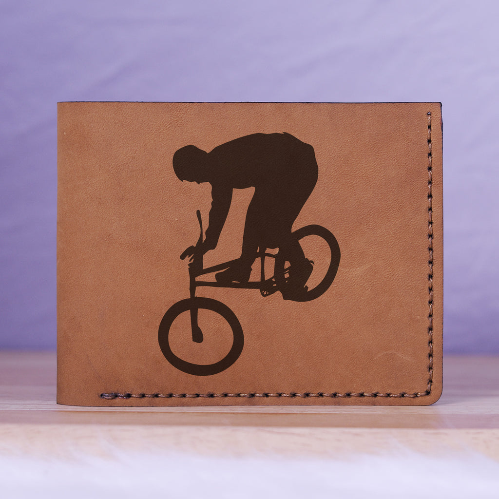Men's Bmx And Mtb Rider Natural Genuine Leather Blocking Bifold Wallet MHLT_01_BRN