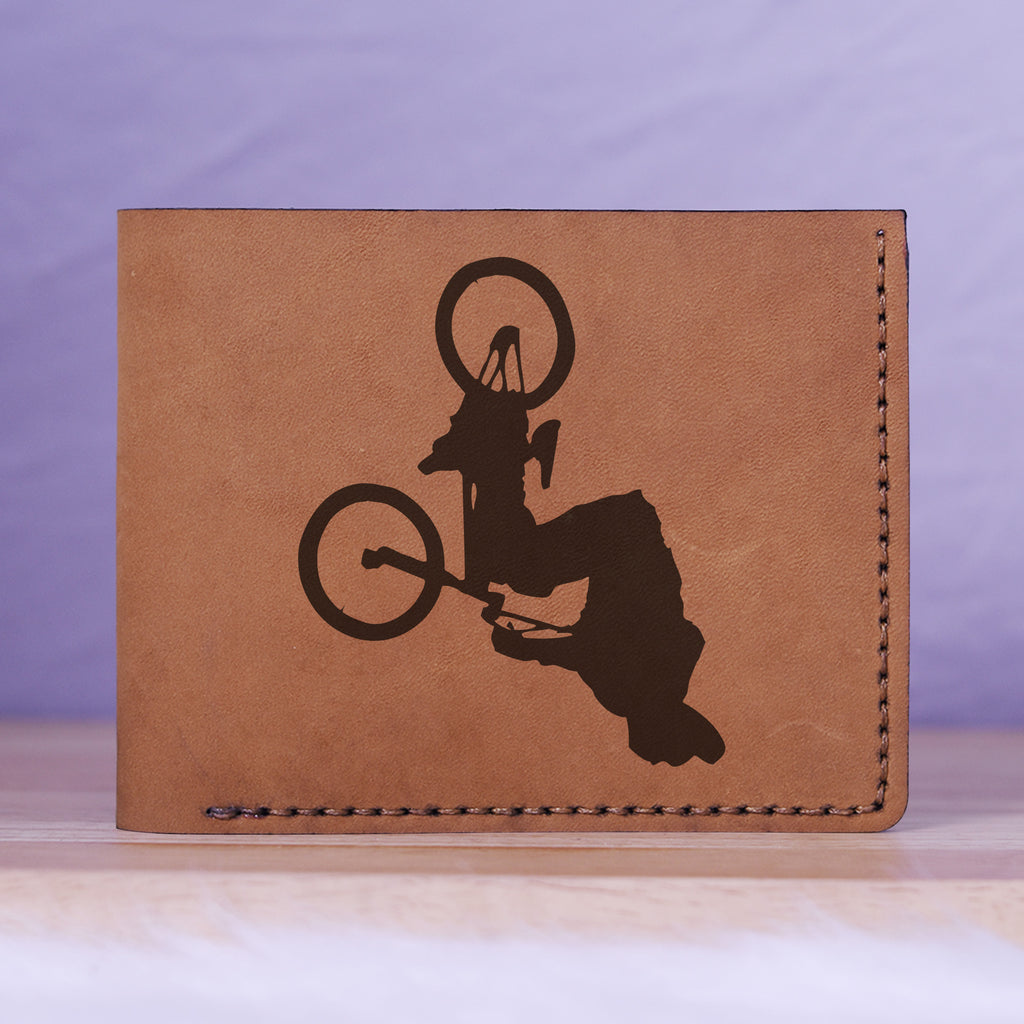 Men's Bmx And Mtb Rider Natural Genuine Leather Blocking Bifold Wallet MHLT_01_BRN
