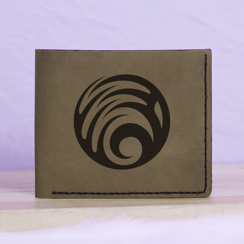 Men's Yin Yang Handmade Genuine Leather Blocking Bifold Wallet MHLT_01_GRN
