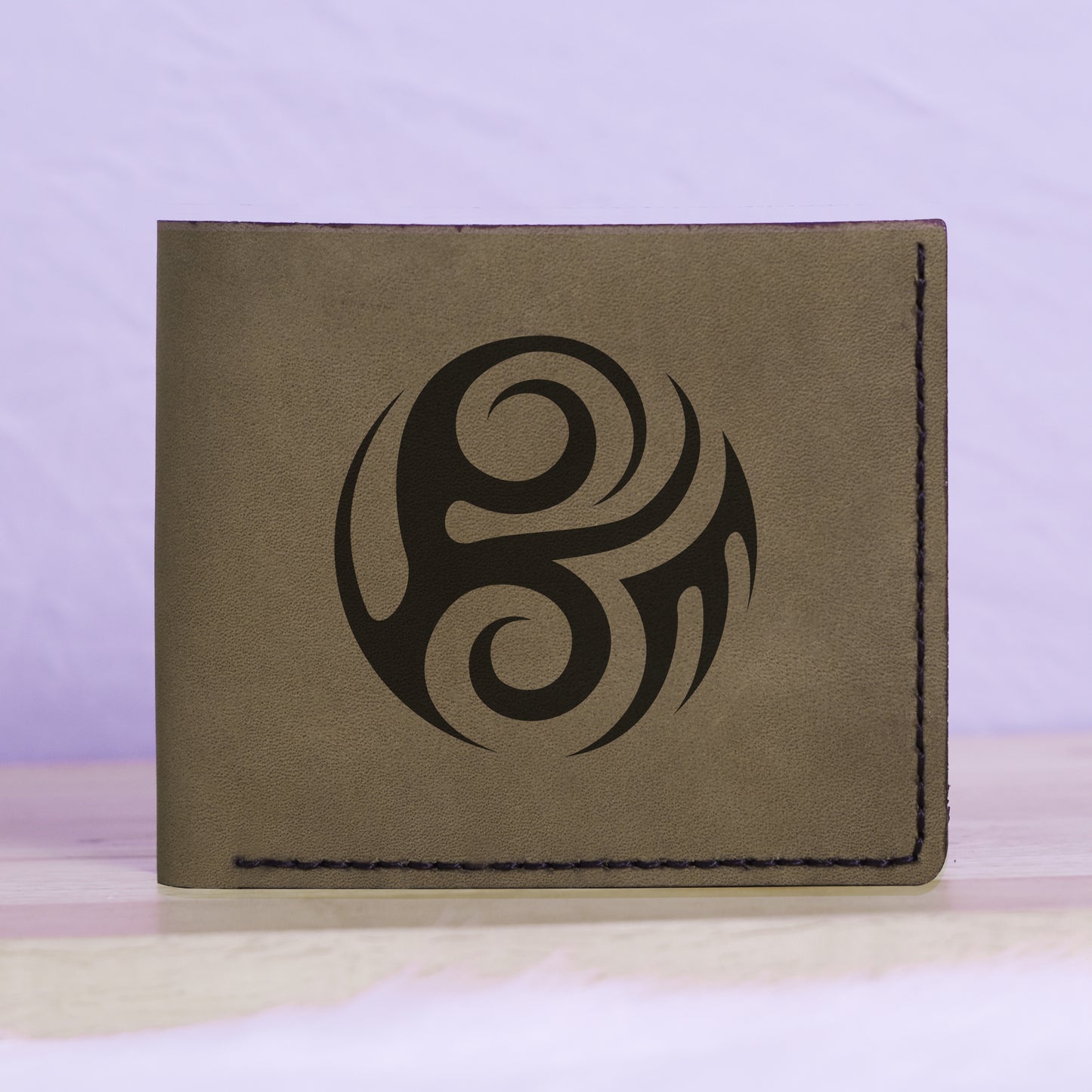 Men's Yin Yang Handmade Genuine Leather Blocking Bifold Wallet MHLT_01_GRN